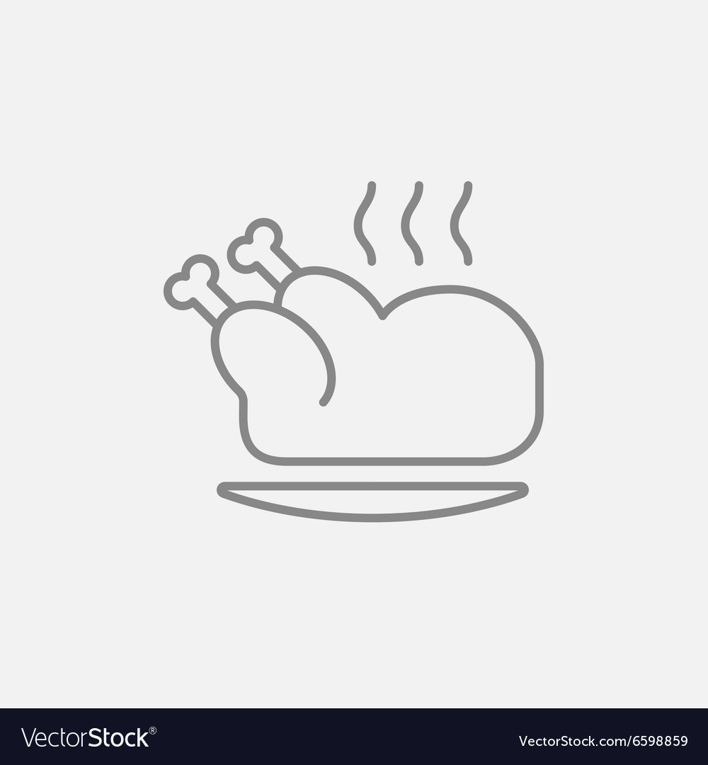 Baked whole chicken line icon