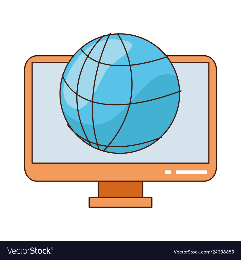 Computer screen with global sphere symbol vector image Computer screen with global sphere symbol