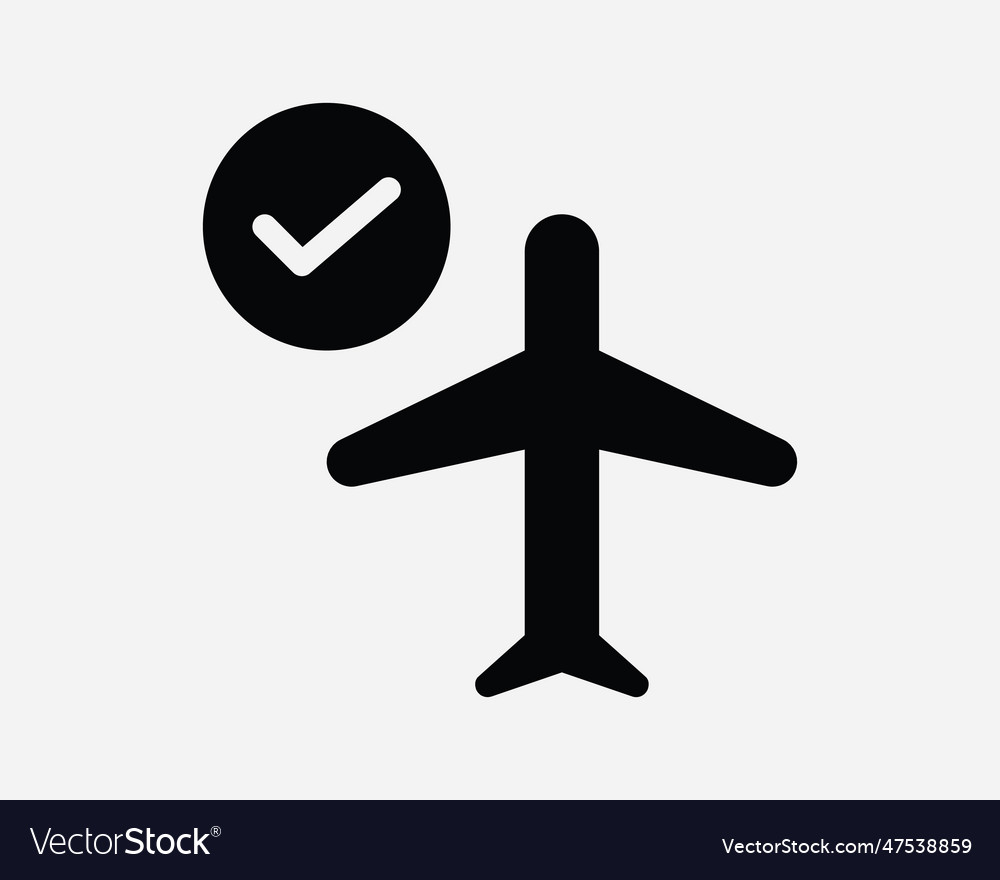 Confirmed flight icon verified plane status ok vector image Confirmed flight icon verified plane status ok