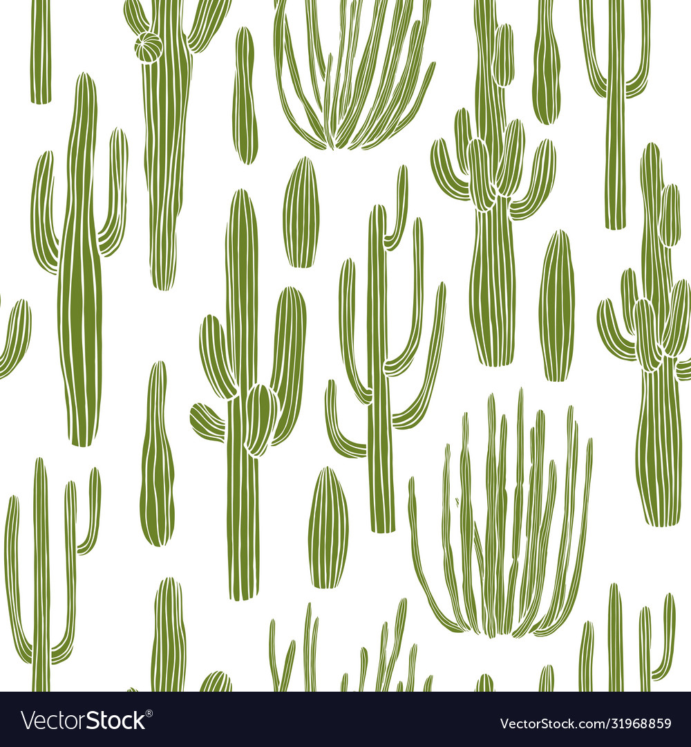 Desert cacti seamless pattern