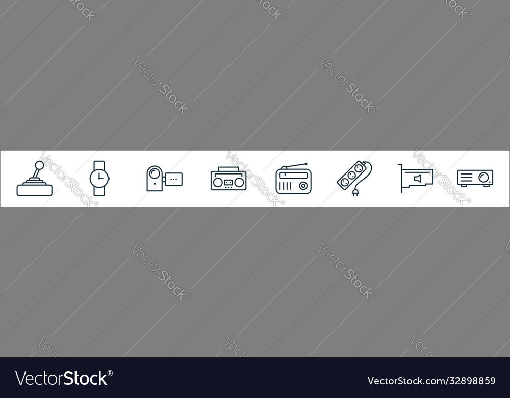 Electronic devices line icons linear set quality vector image Electronic devices line icons linear set quality