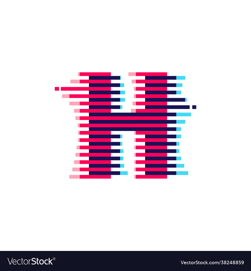 H letter logo with vibrant line glitch effect