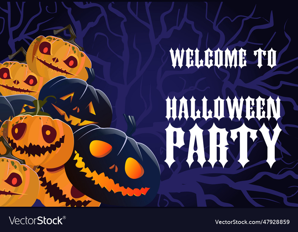 Halloween party poster design scary pumpkins Vector Image