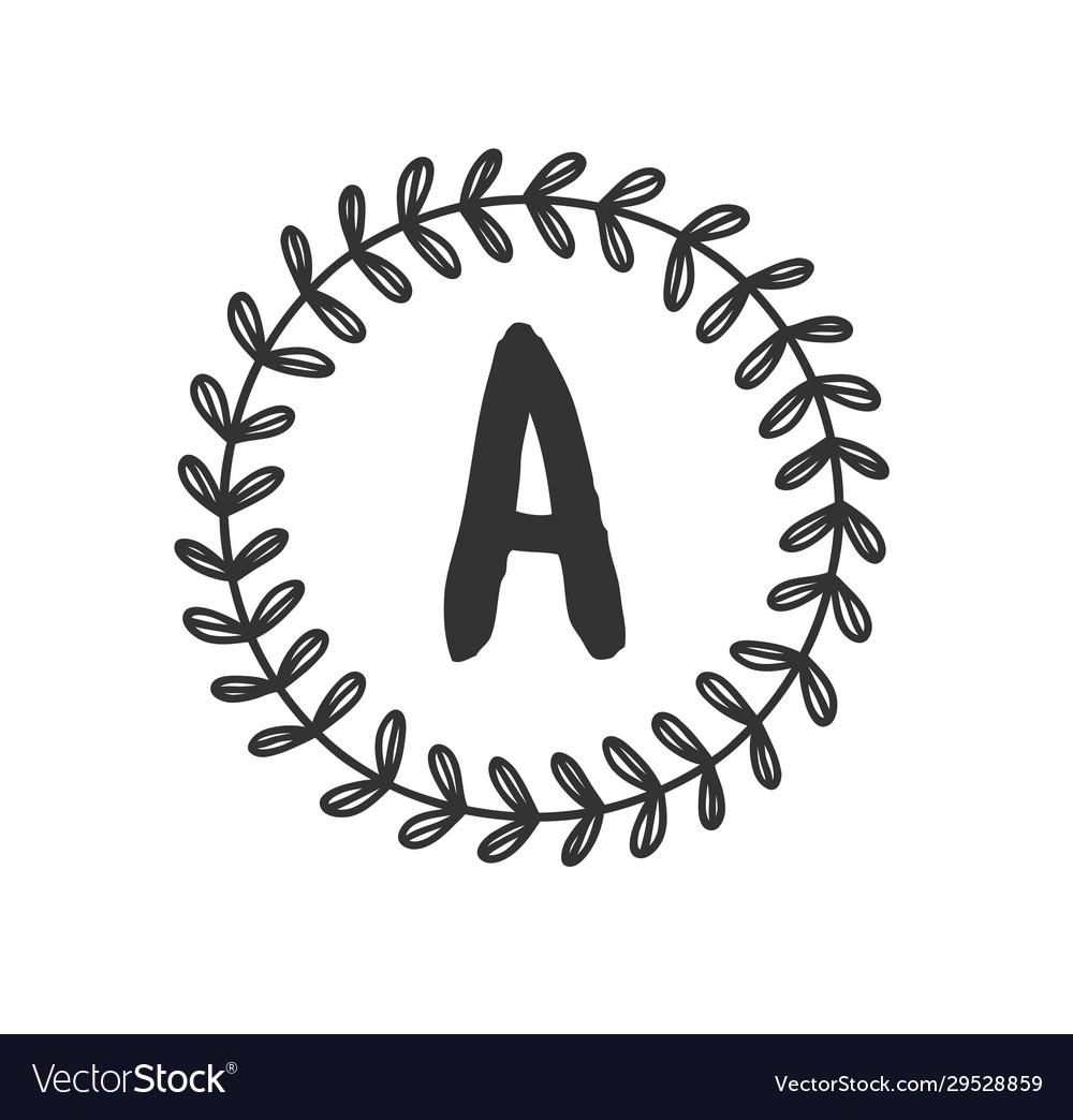 Hand drawn monogram object for design use black vector image Hand drawn monogram object for design use black