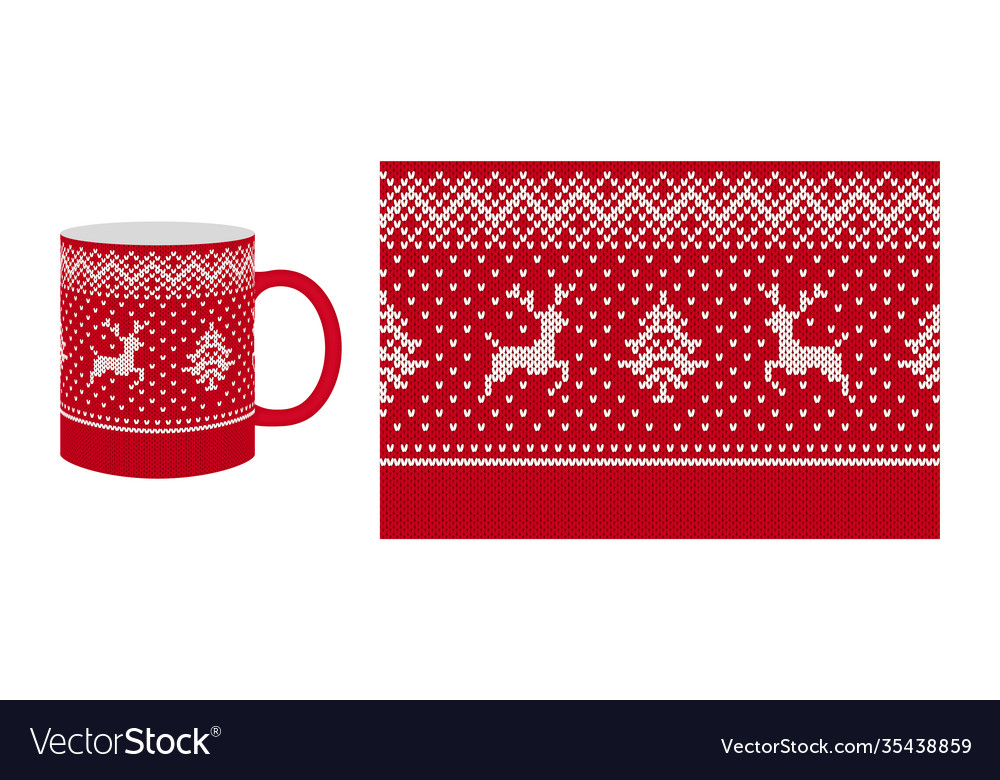 Knit seamless pattern xmas print border design vector image Knit seamless pattern xmas print border design