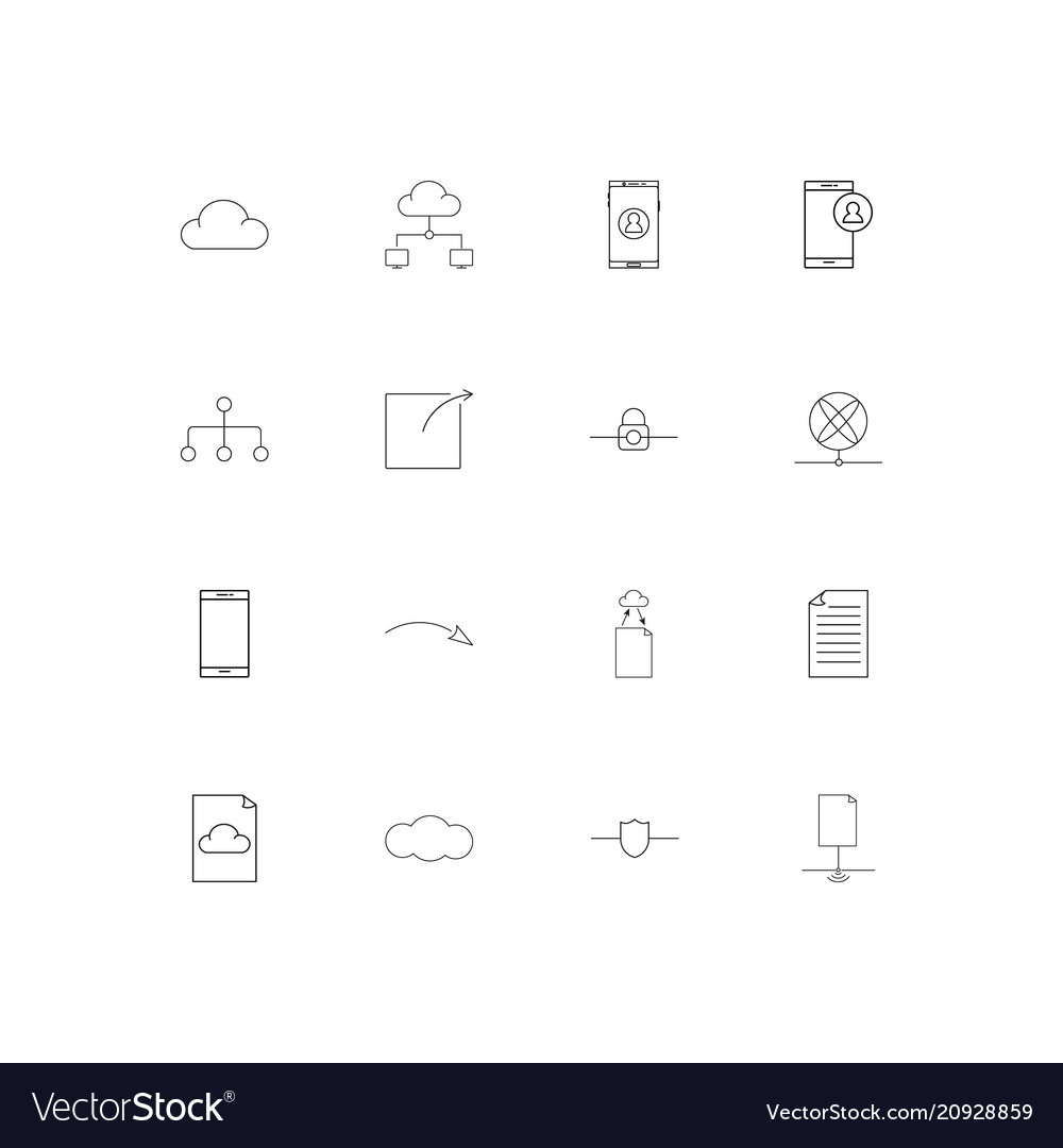 Network and database linear thin icons set