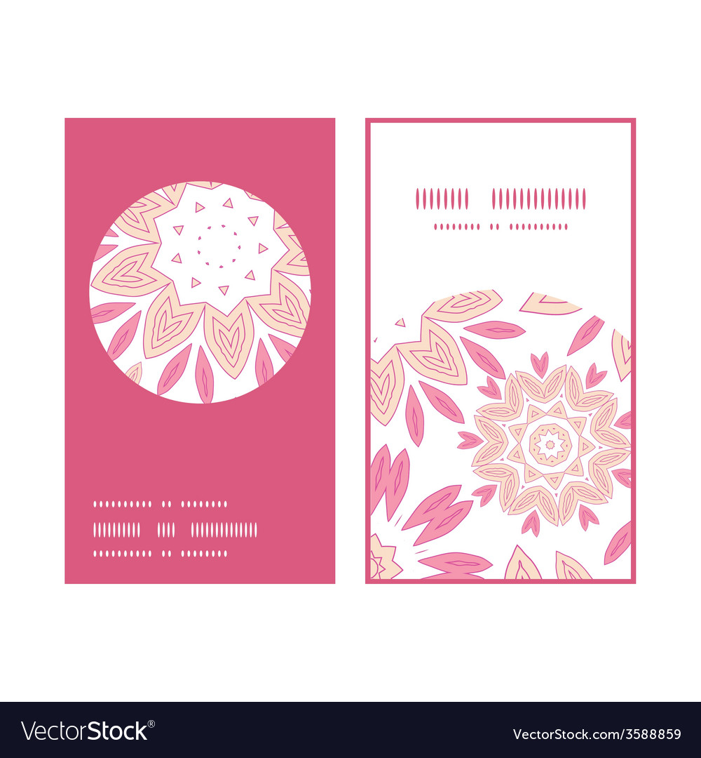 Pink abstract flowers vertical round frame pattern