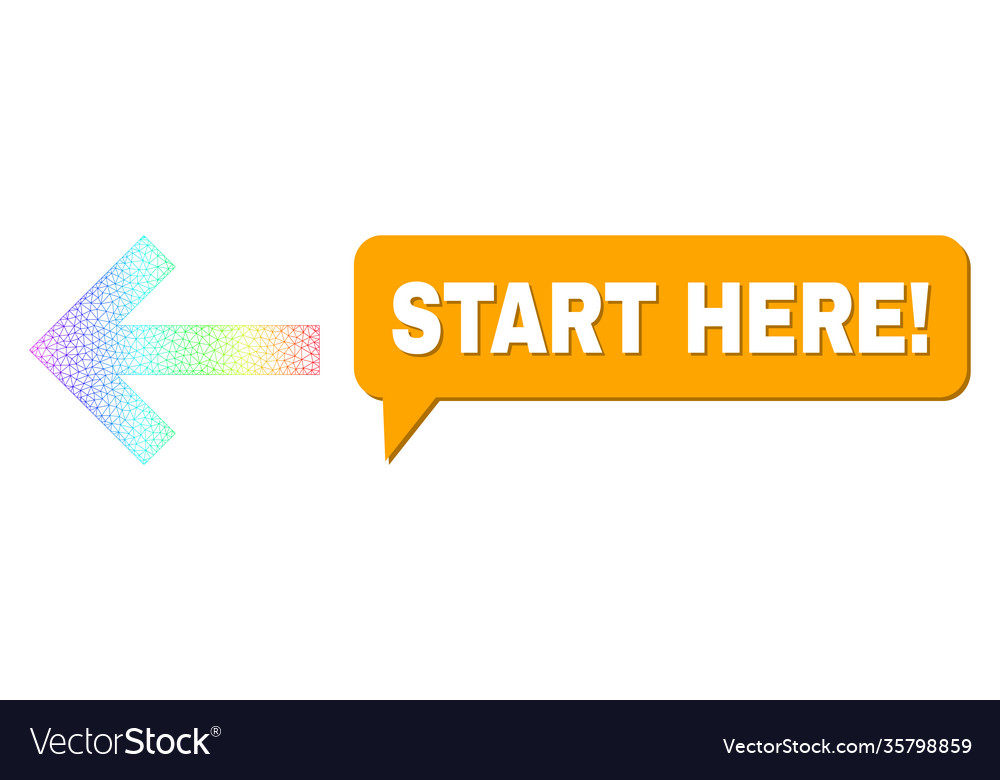 Rainbow net gradient arrow left icon and start vector image Rainbow net gradient arrow left icon and start