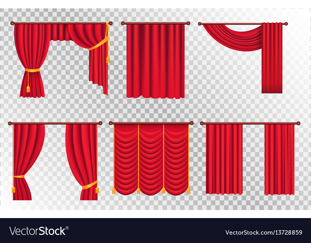 Red Drapes With Gold Tieback And Lambrequin Vector Image