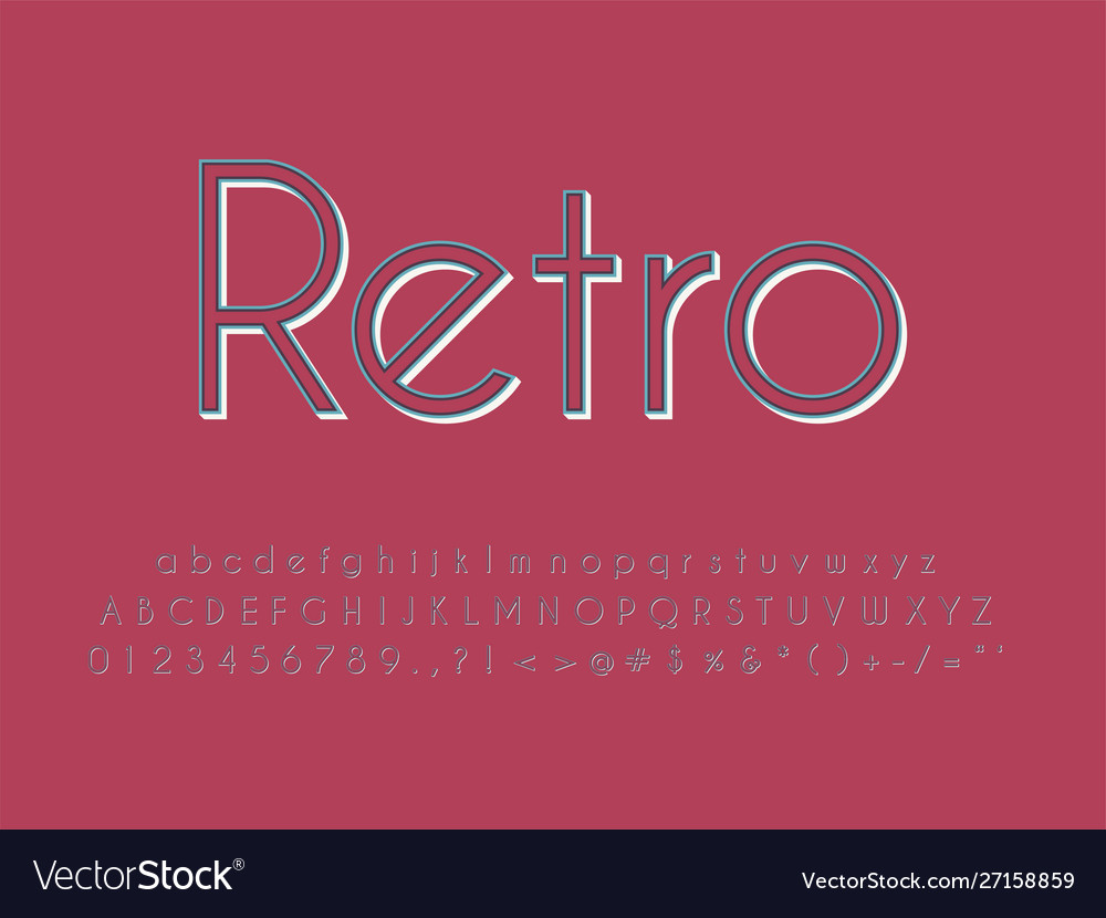 Retro font and alphabet stock Royalty Free Vector Image