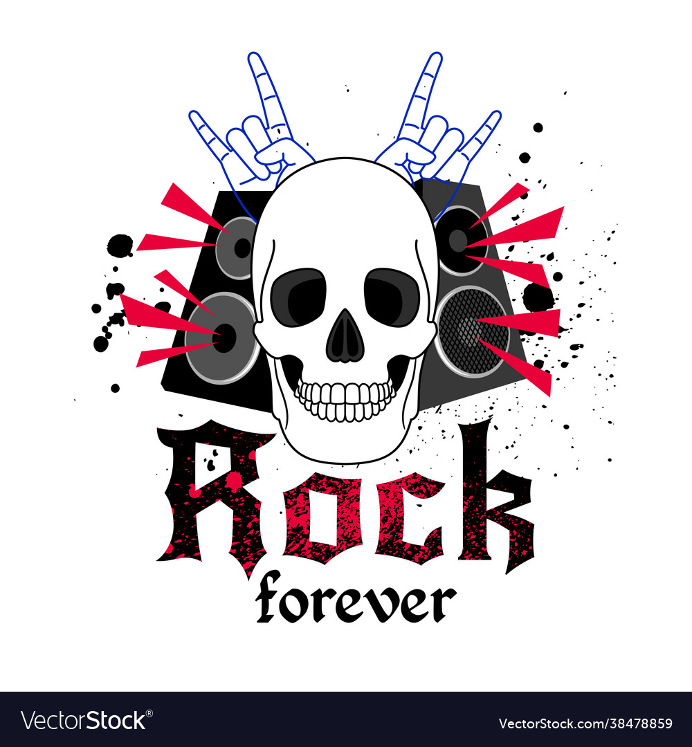 Rockmusik-Logo mit Totenköpfen