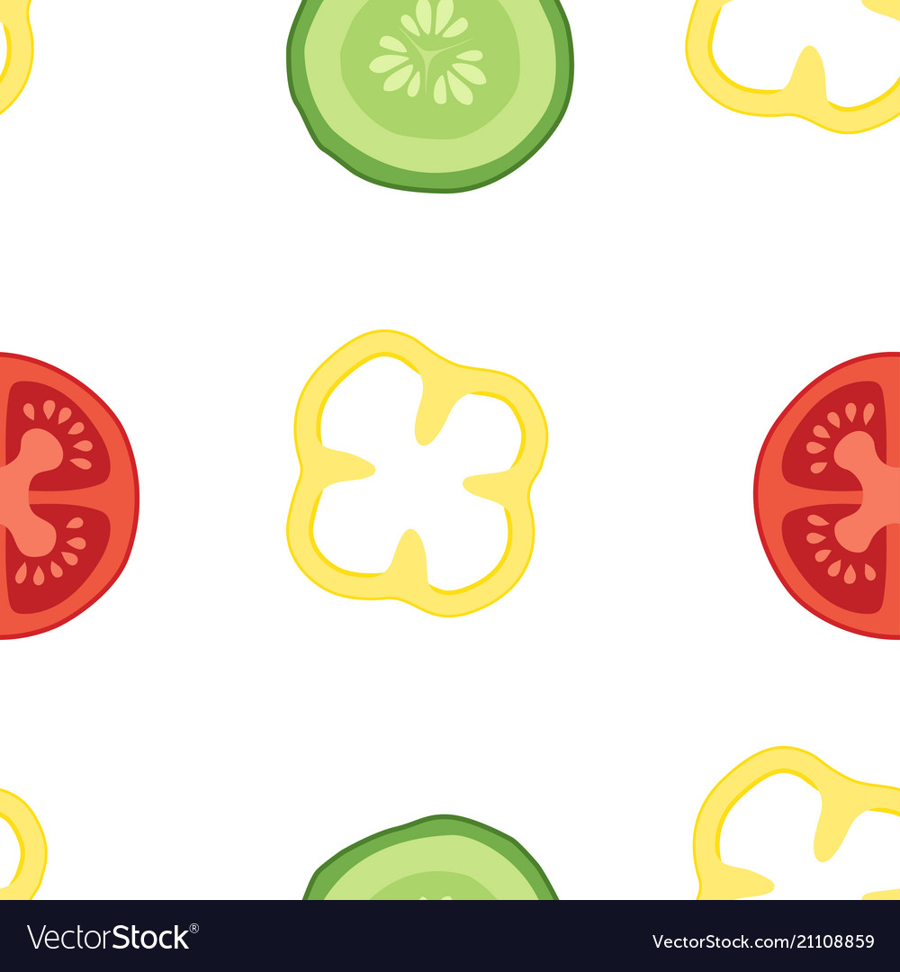 Seamless pattern with vegetables set