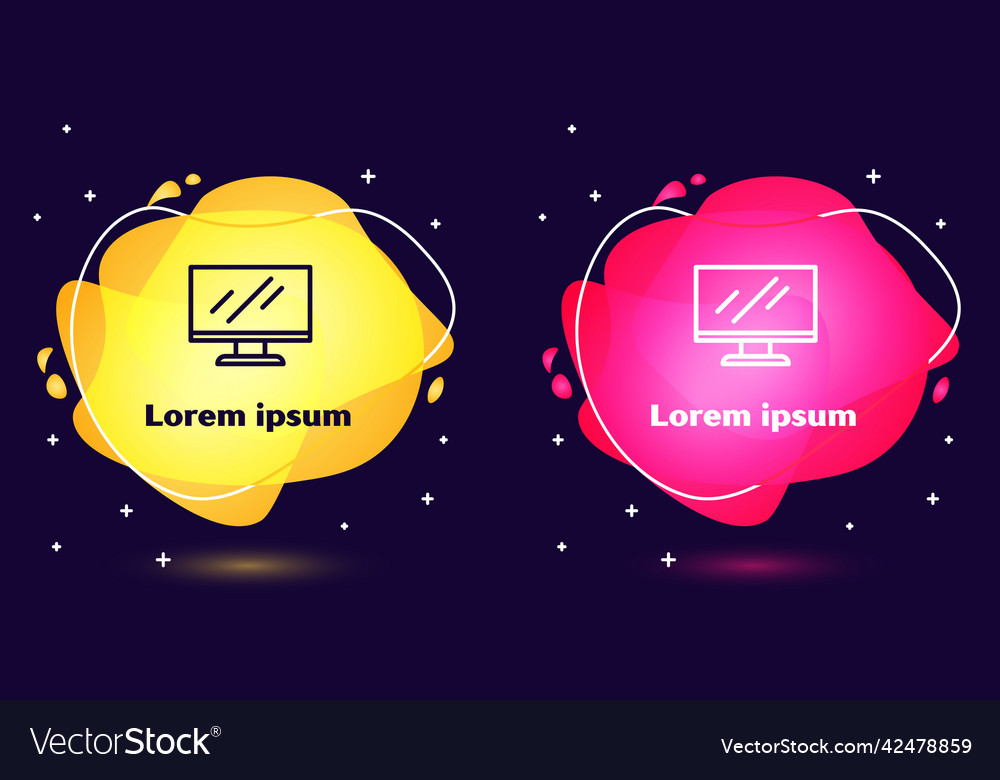 Set line computer monitor screen icon isolated vector image Set line computer monitor screen icon isolated