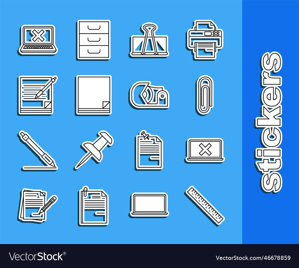 Set line ruler laptop and cross mark on screen vector image Set line ruler laptop and cross mark on screen