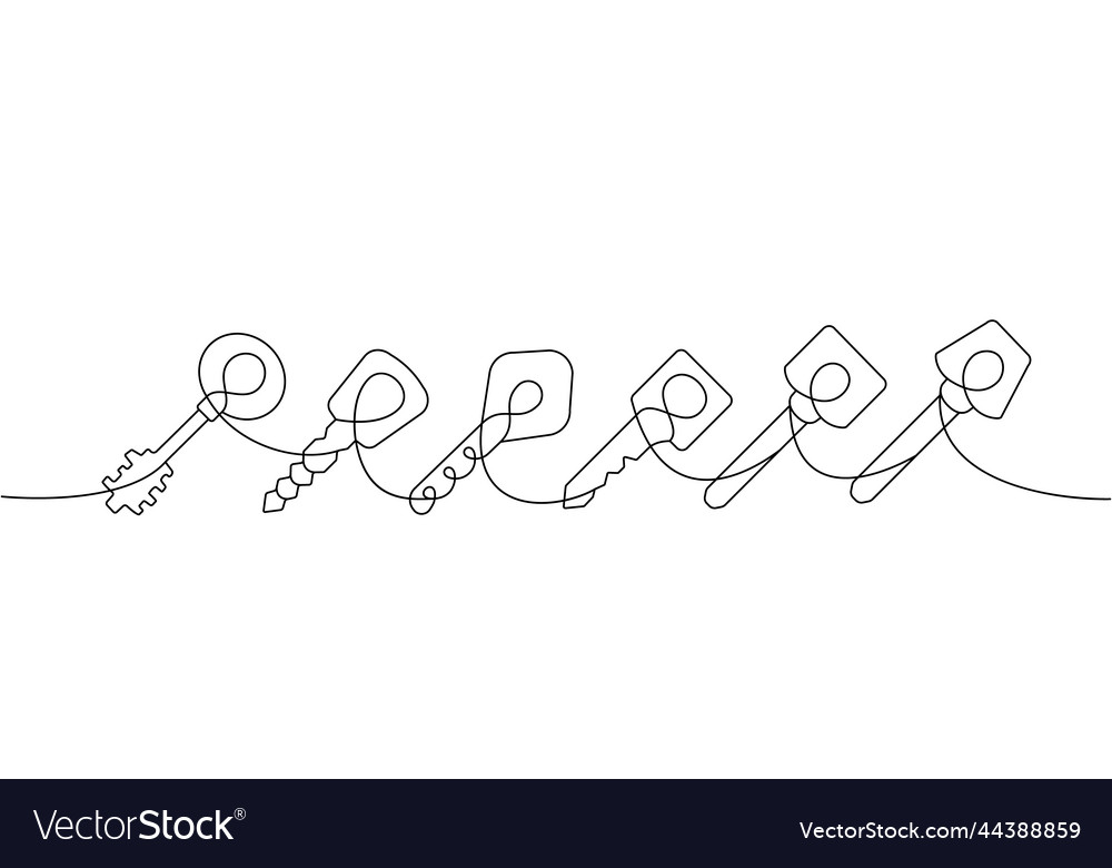 Set of key one line continuous drawing home