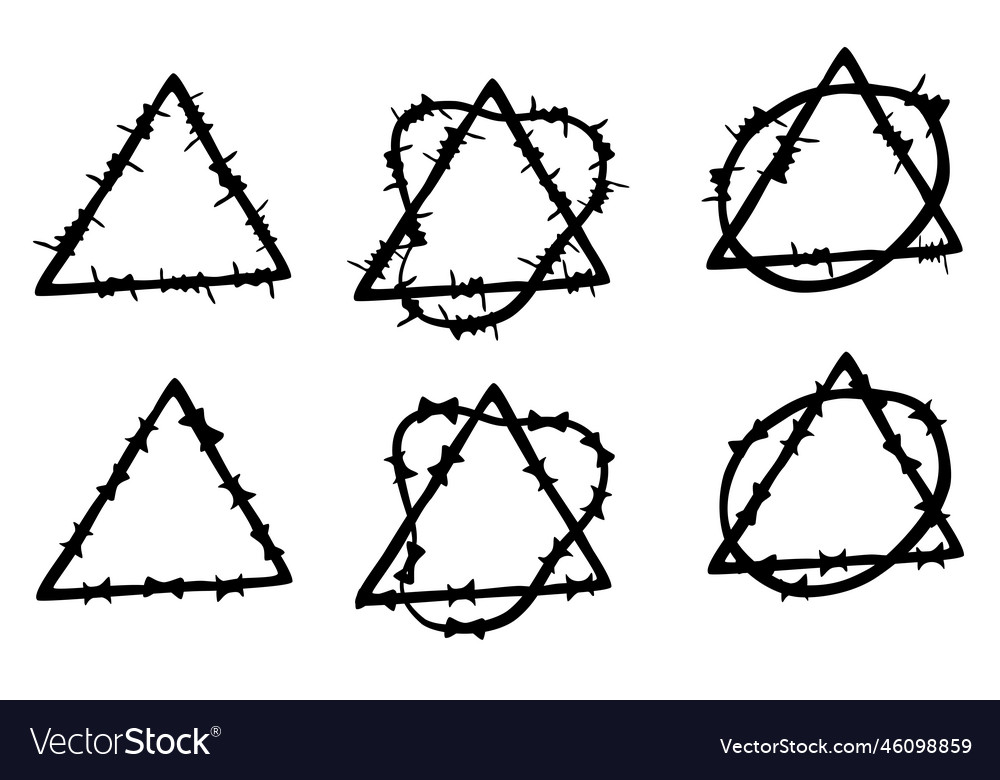 Triangle and abstract shape frame barbed wired