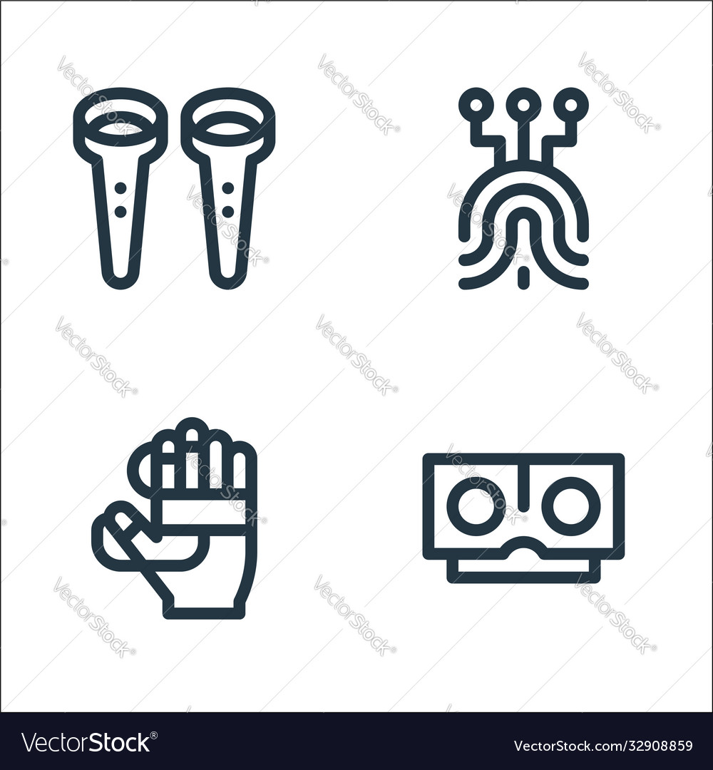Virtual reality line icons linear set quality