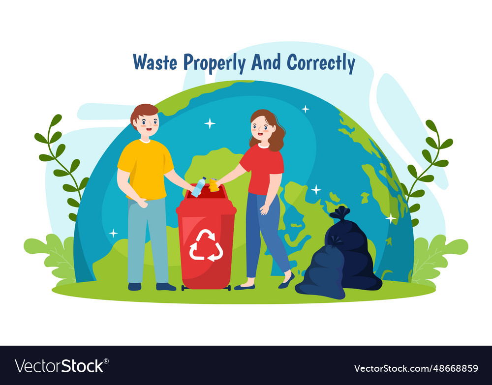 Waste properly and correctly with demonstration vector image Waste properly and correctly with demonstration