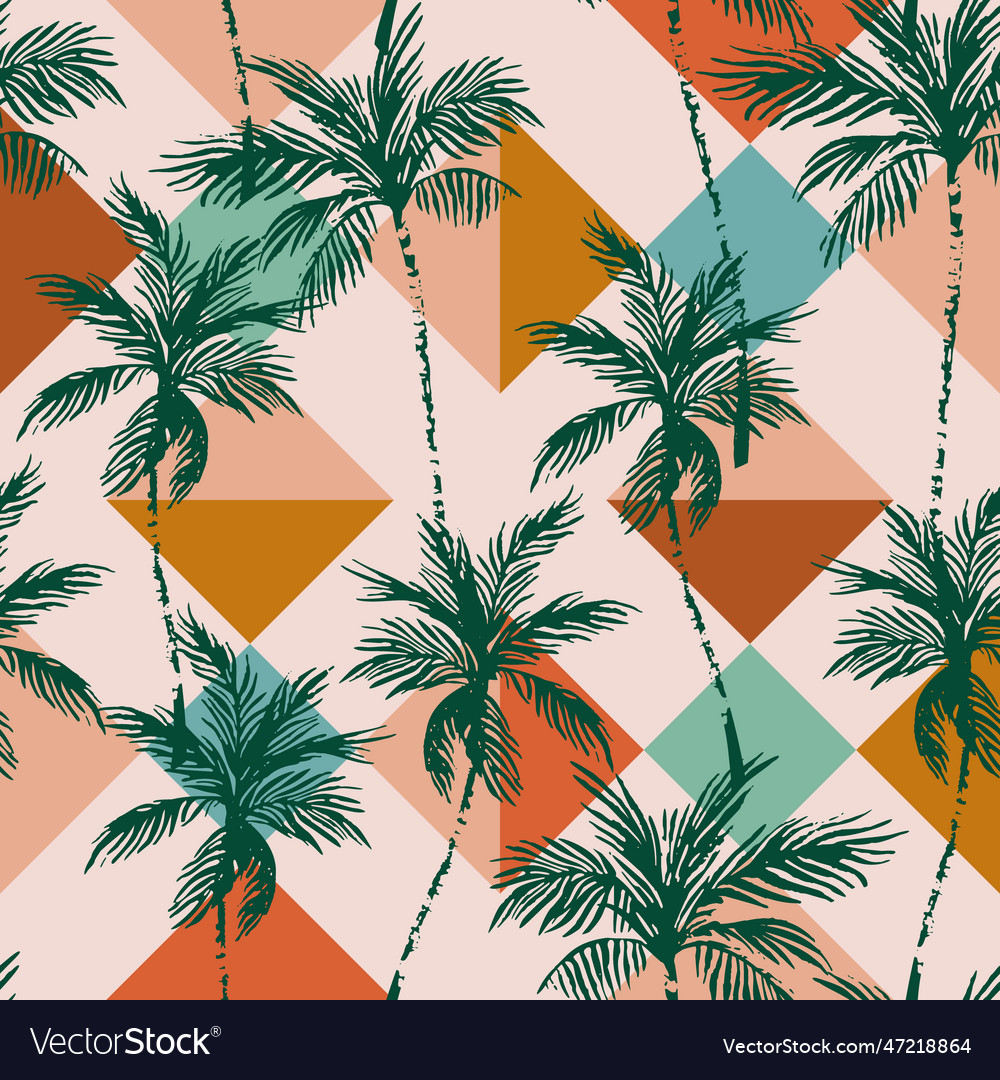 Abstract coconut trees on geometrical rhombus