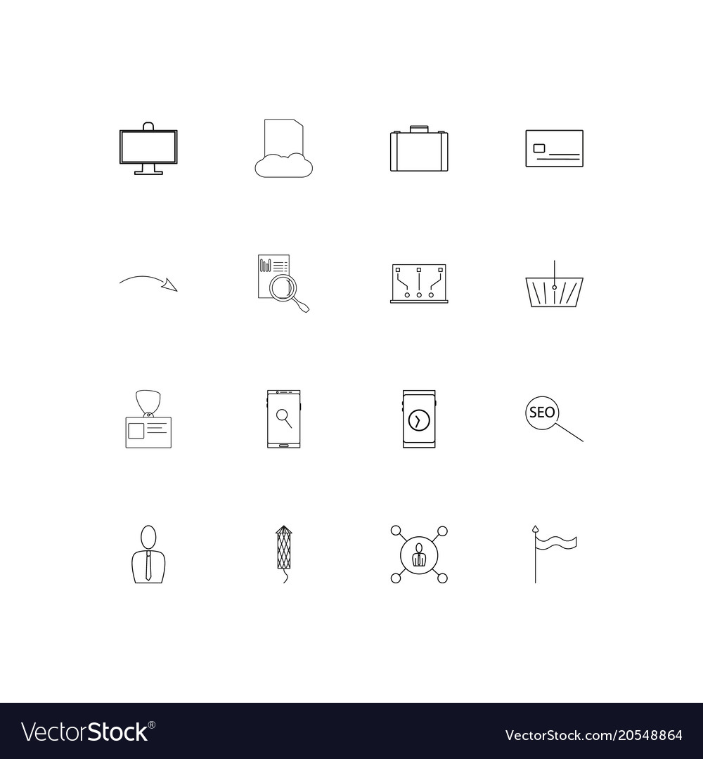 Business simple linear icons set outlined