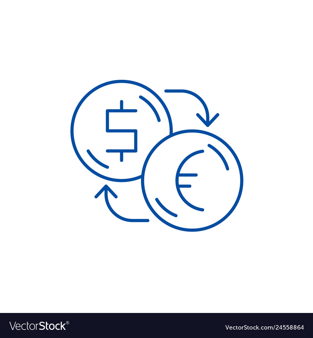 Exchange Of Dollars For Euros Line Icon Concept Vector Image Euros Line Icon Concept Vector Image