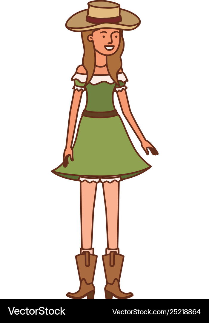 Farmer woman with straw hat Royalty Free Vector Image