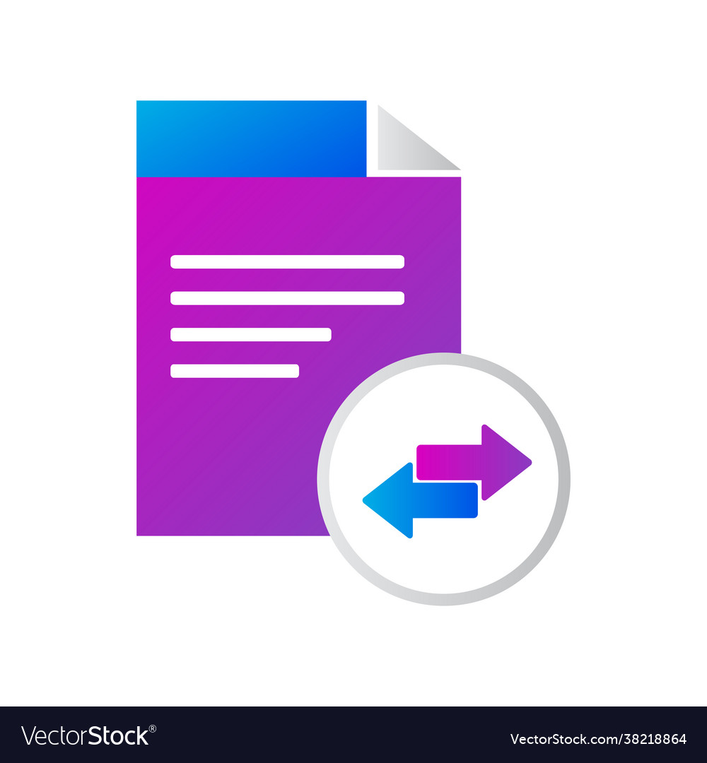 File icon with data transfer gradient vector image File icon with data transfer gradient