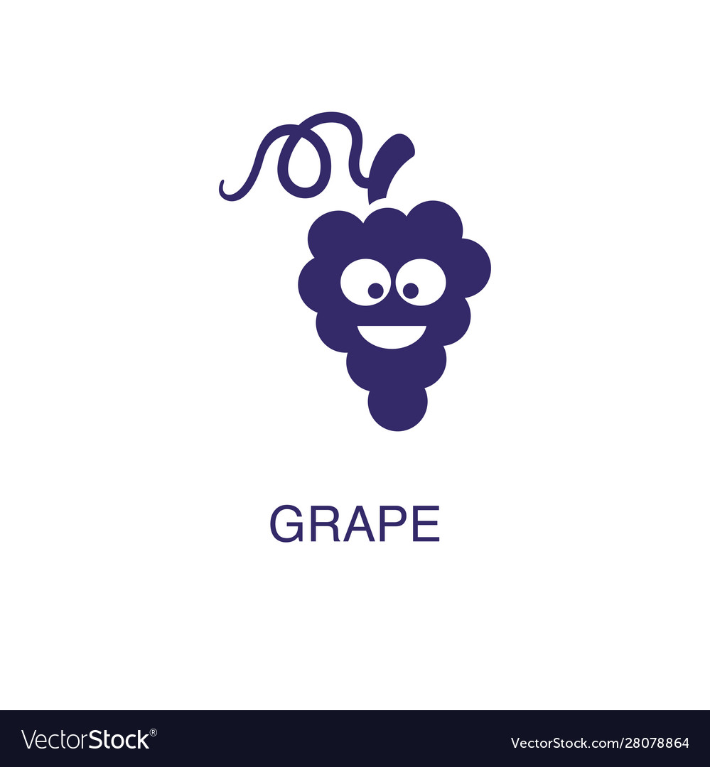 Grape element in flat simple style on white