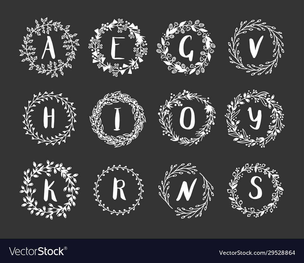 Hand drawn monogram object for design usewhite vector image Hand drawn monogram object for design usewhite