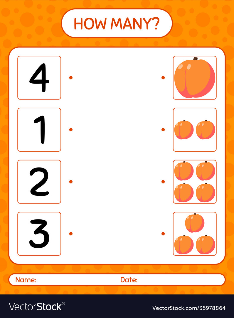How many counting game with peach worksheet vector image How many counting game with peach worksheet