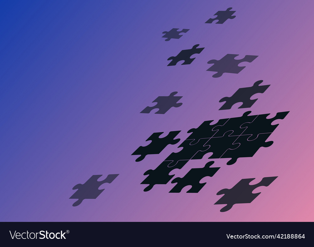Jigsaw puzzle pieces hovering above blank space vector image Jigsaw puzzle pieces hovering above blank space