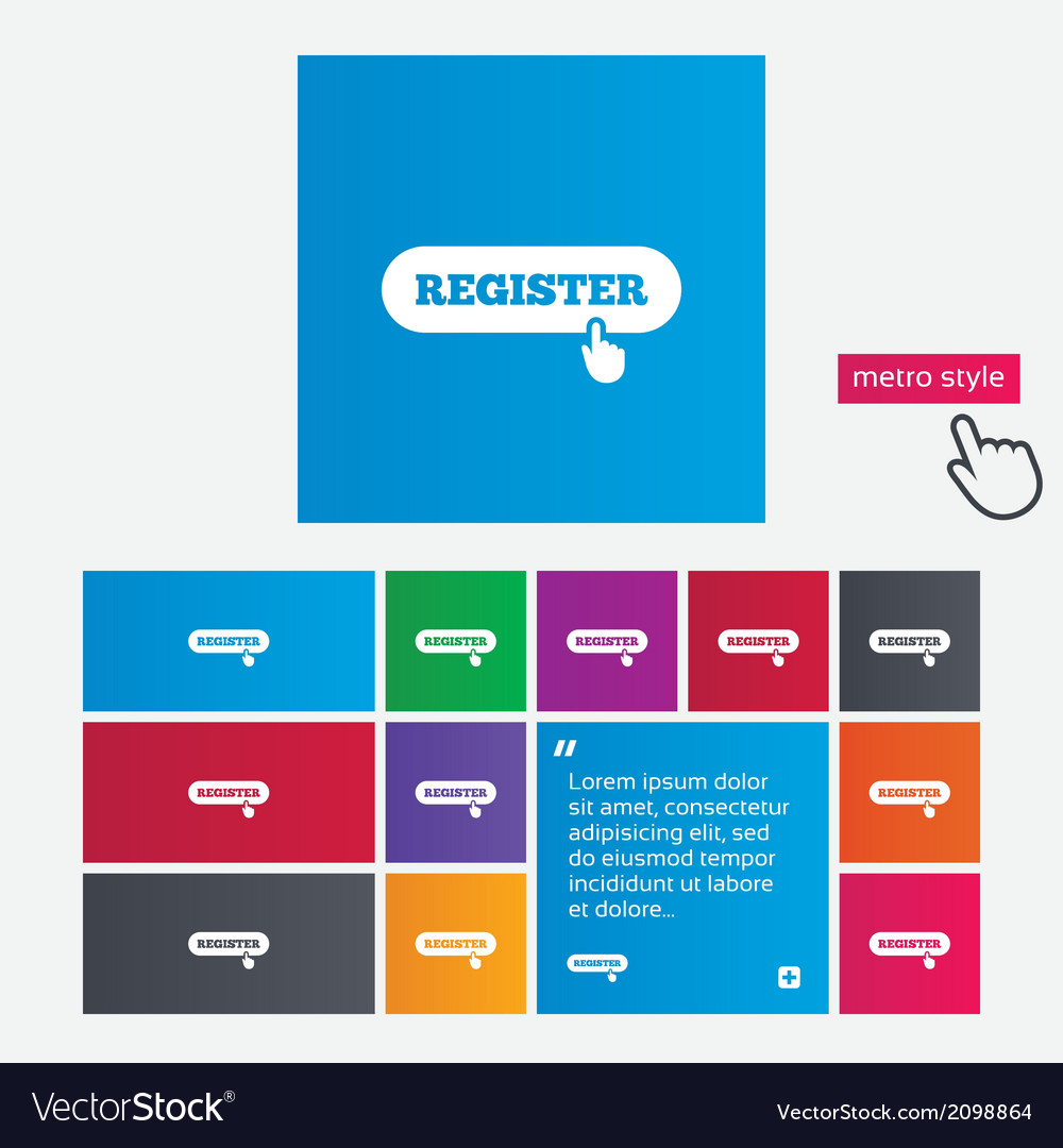 Register with hand pointer icon membership