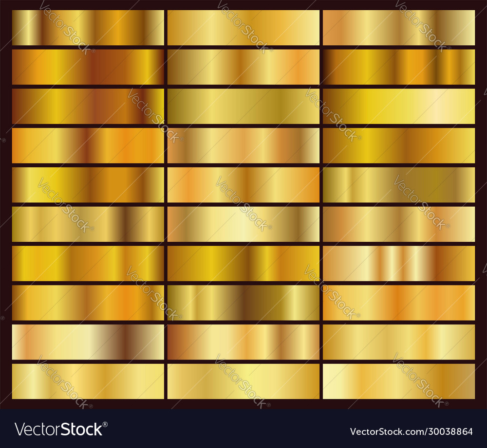 Set 30 unique gold gradient backgrounds vector image Set 30 unique gold gradient backgrounds