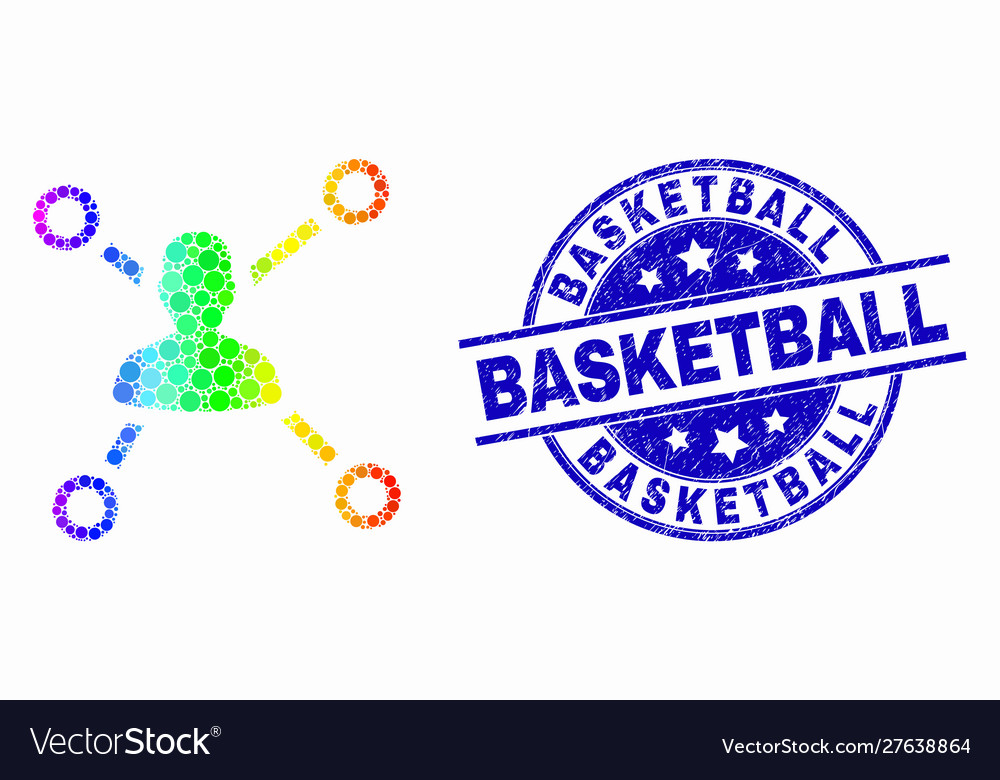 Spectrum pixel user links icon and grunge vector image Spectrum pixel user links icon and grunge
