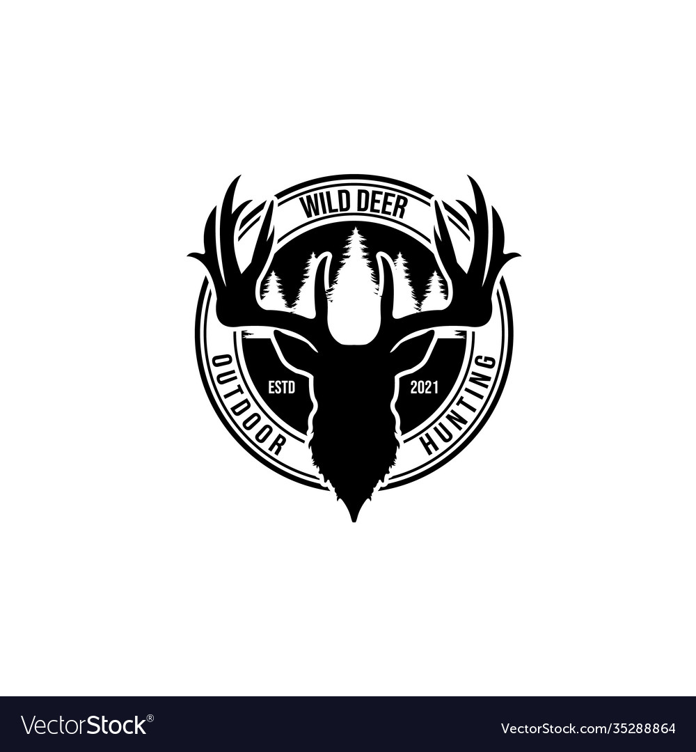 Wild deer outdoor hunter vintage logo Royalty Free Vector