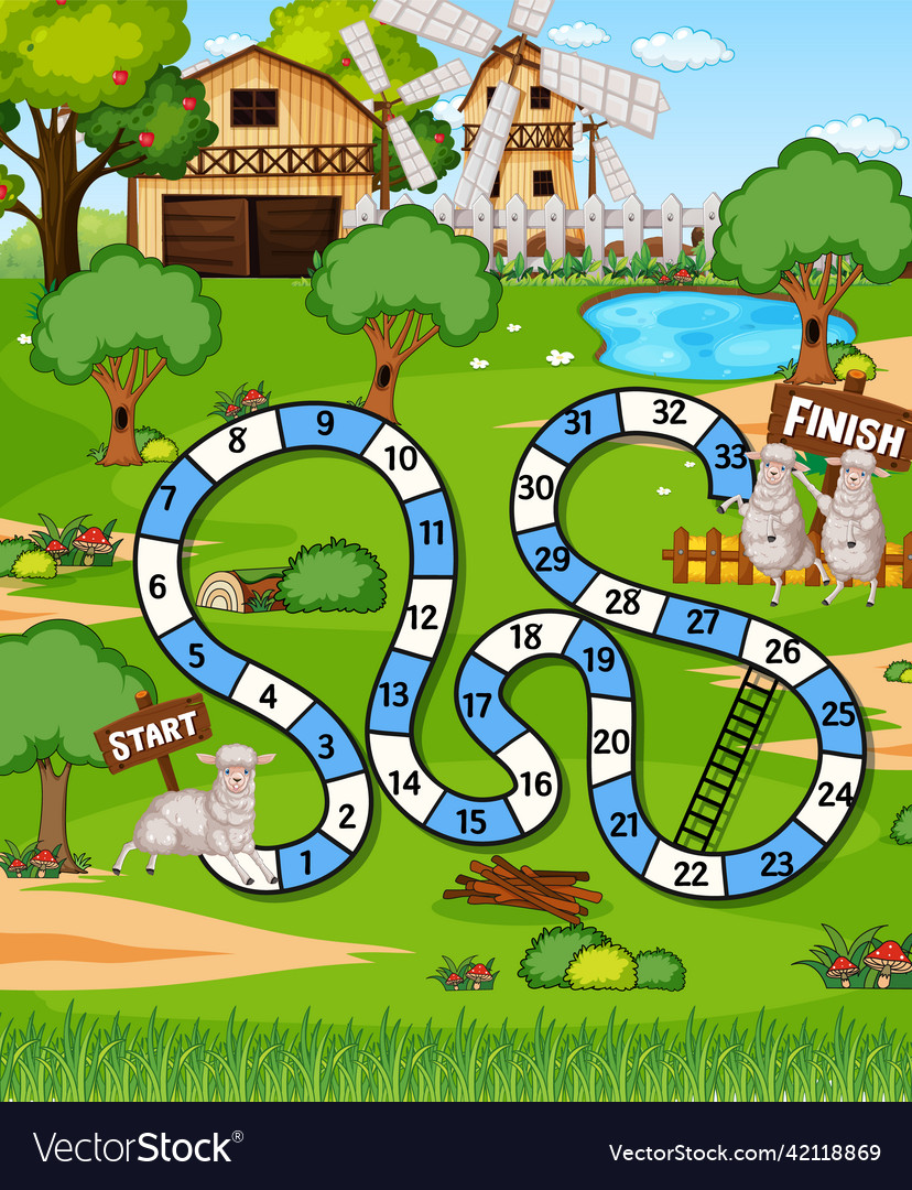 A farm boardgame template Royalty Free Vector Image