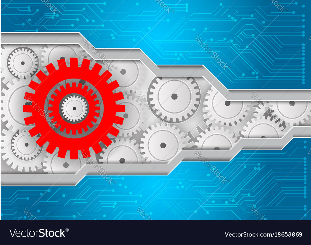 Background with gears and circuit abstract