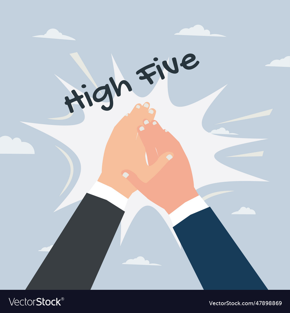 Businessman high five hand hands clapping Vector Image