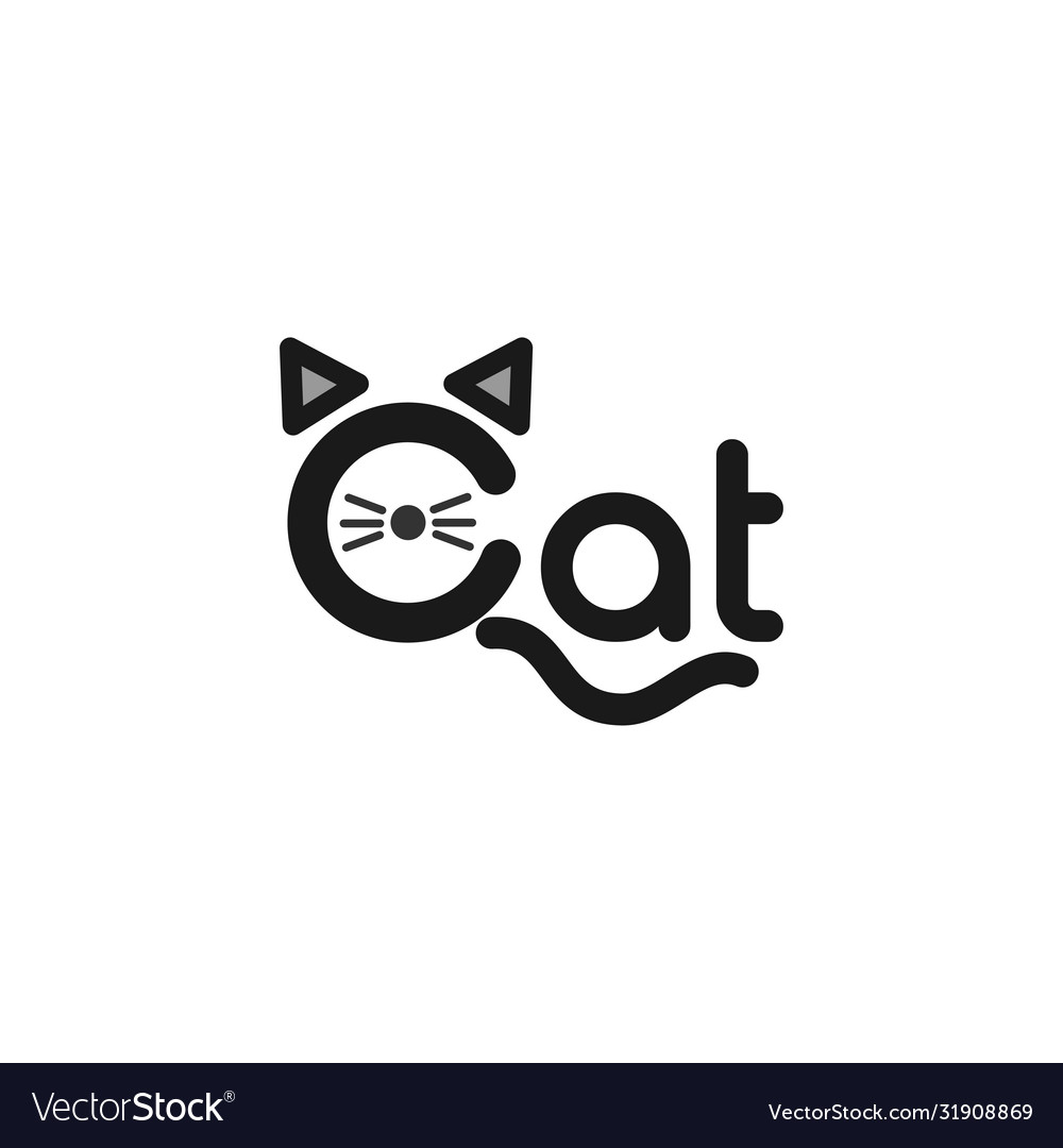 Design Template Of Black Cat Icon Logo With Letter O Vector