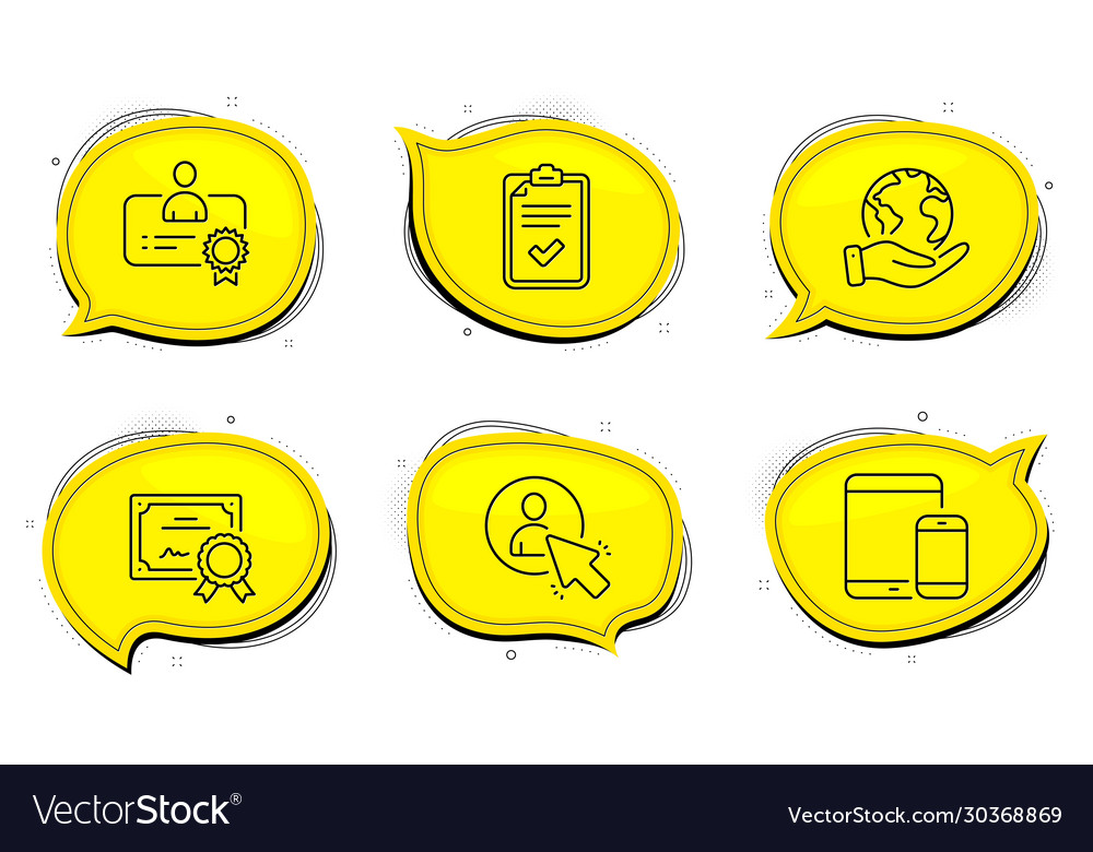 Certificate mobile devices and user icons set
