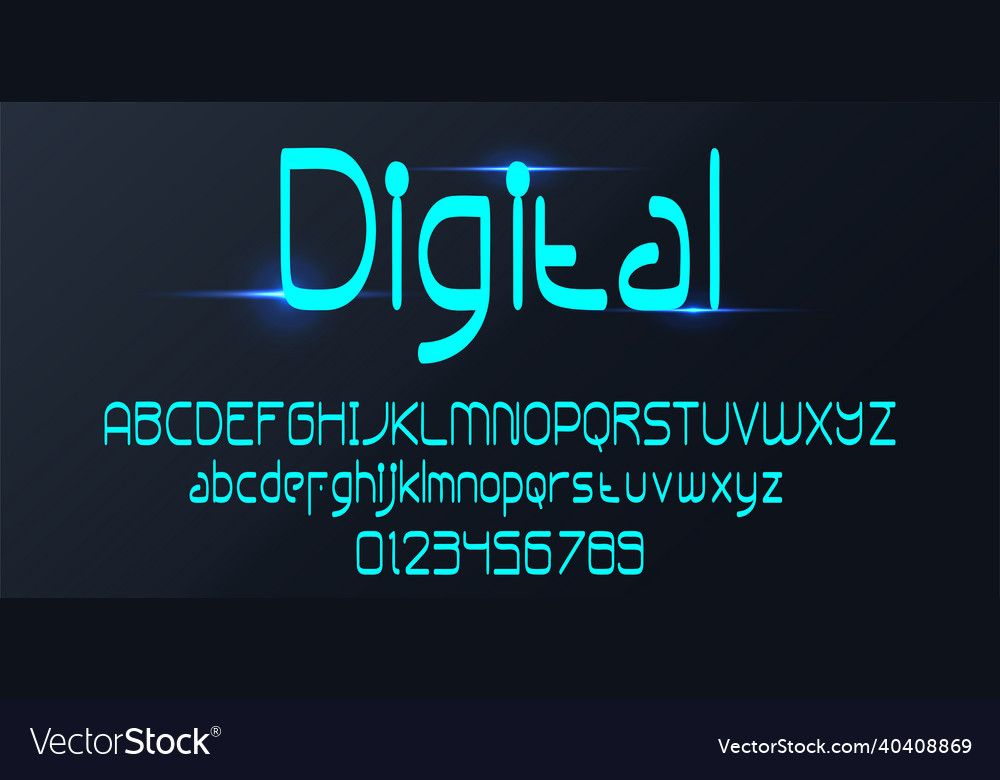 Digital alphabet font isolated background Vector Image Digital alphabet font isolated background
