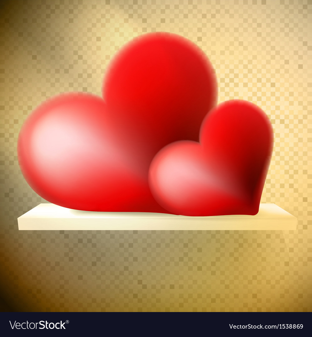 Empty shelf with red hearts