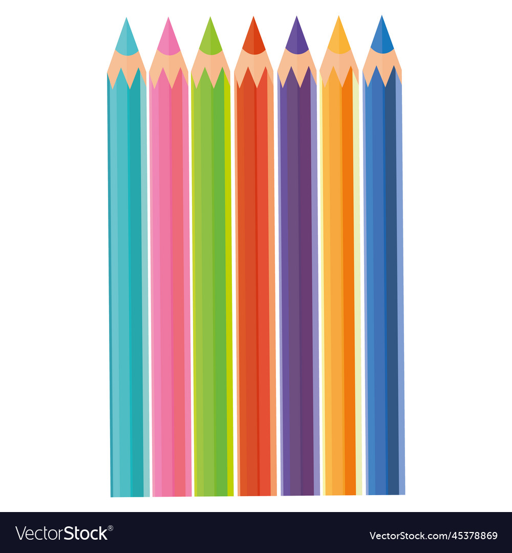 Isolated group of colored pencils