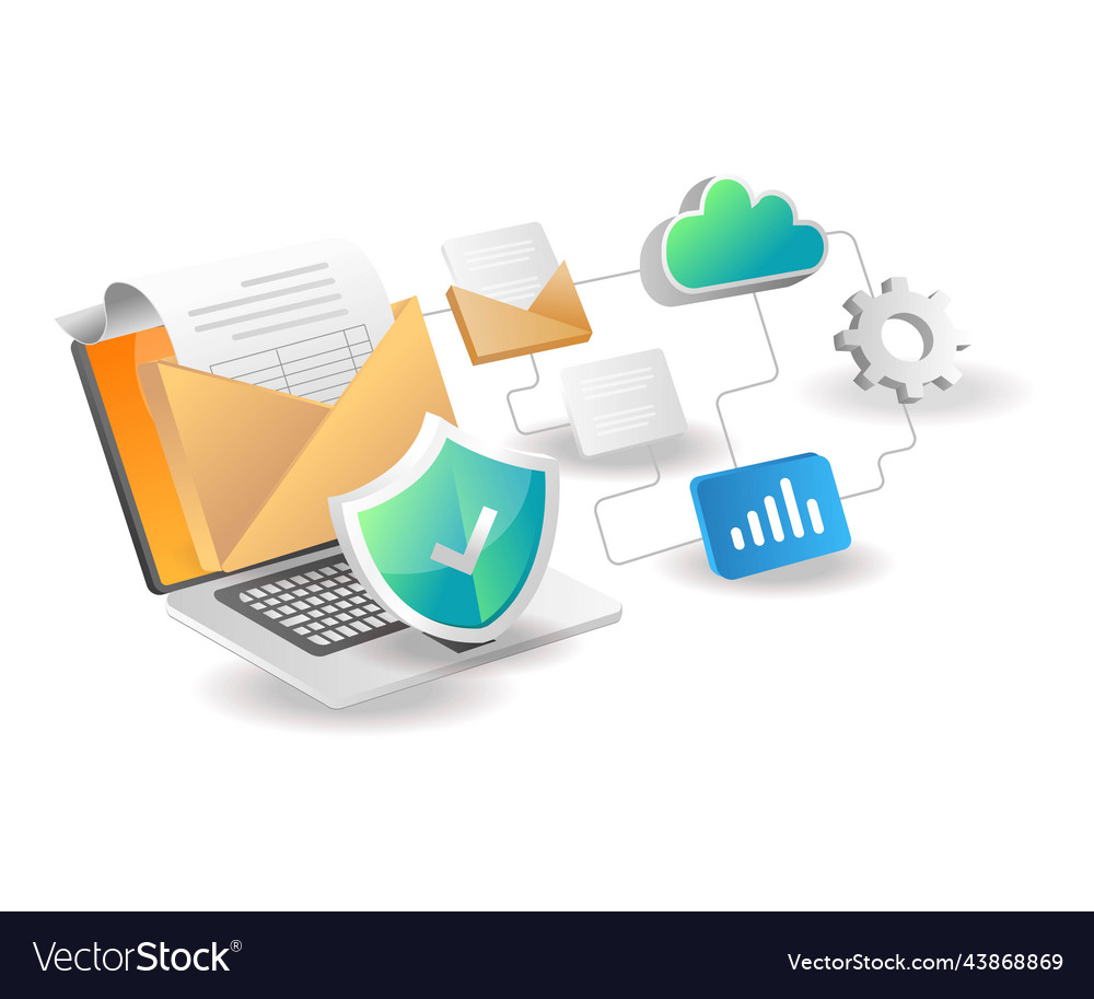 Isometric concept cloud server data network vector image Isometric concept cloud server data network