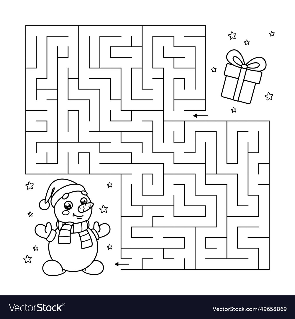 Labyrinth christmas game and maze puzzle for kids Vector Image