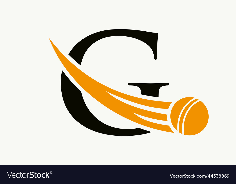 Letter g cricket logo concept with ball icon