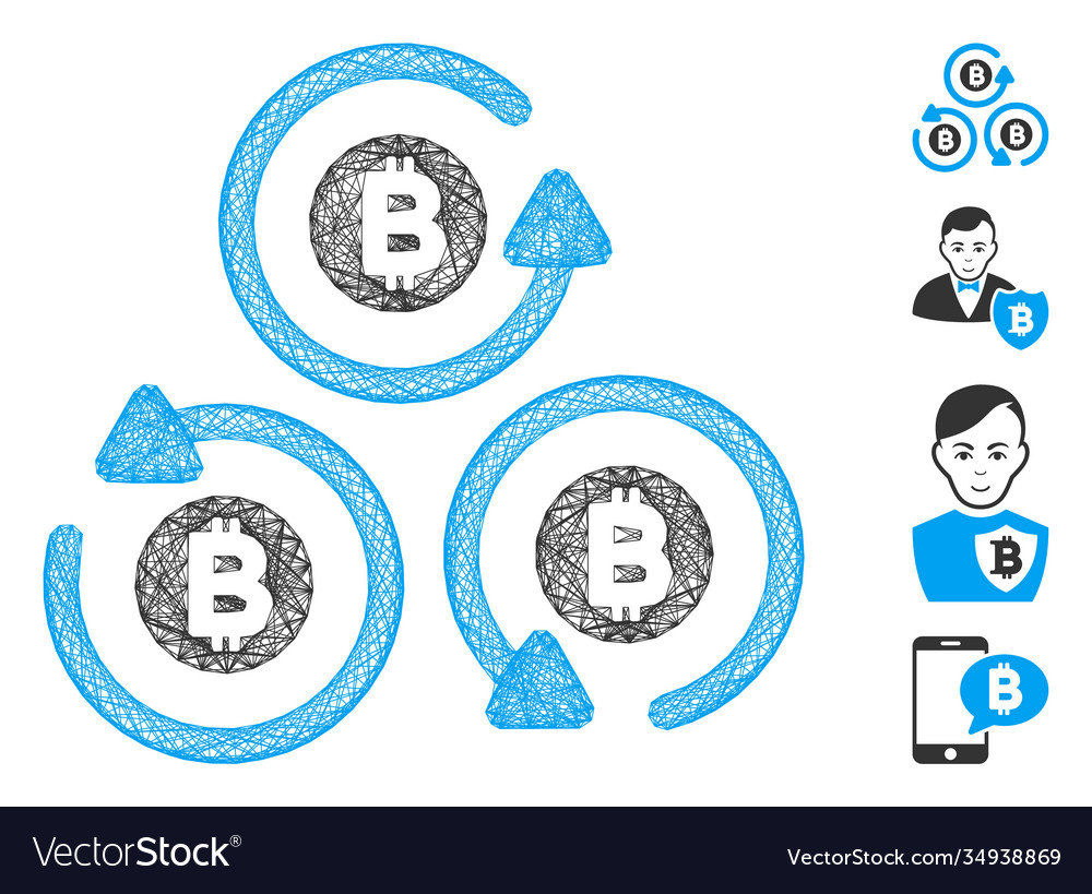 Linear bitcoin mixer rotation mesh vector image Linear bitcoin mixer rotation mesh