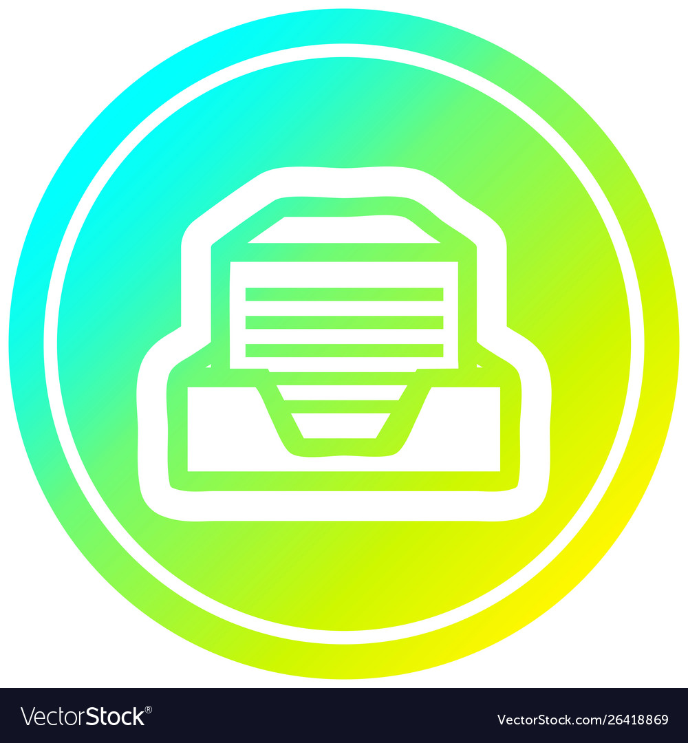 Office paper stack circular in cold gradient