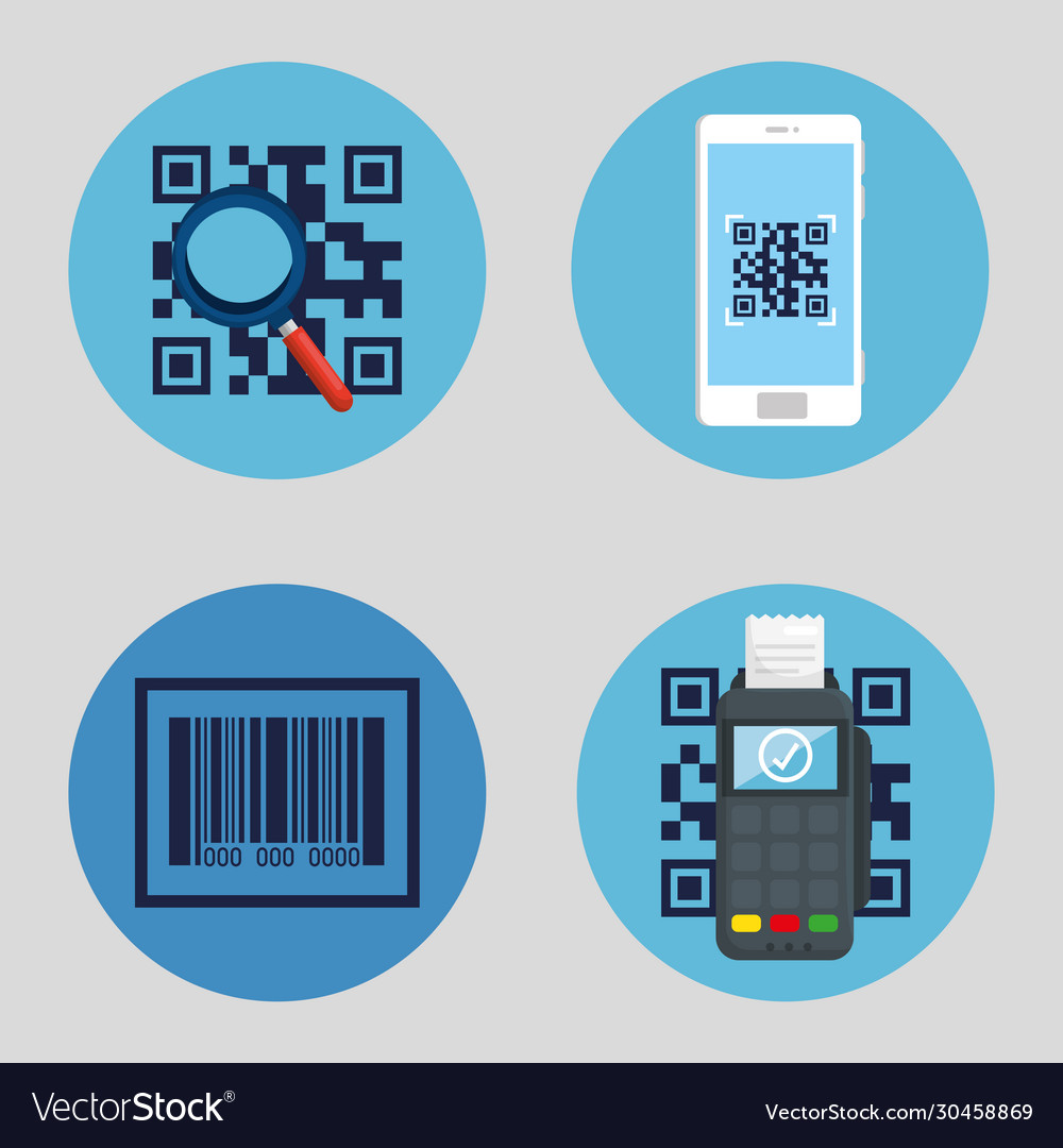 Qr code inside smartphone lupe and dataphone