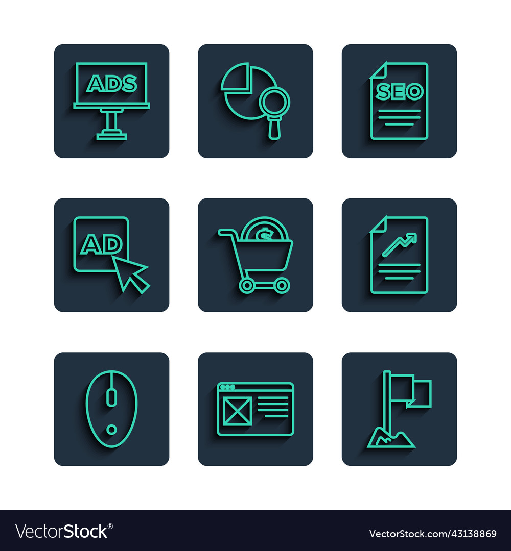 Set line computer mouse browser window location vector image Set line computer mouse browser window location